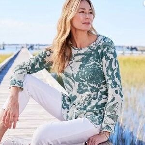 NWT $99 Soft Surroundings Marin Sweater Green